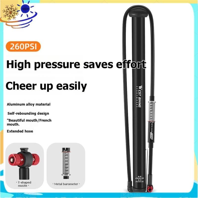 [Le's Shop] Medidor De Pressão Da Bomba De Pneu De Bicicleta 260 PSI Piso E-Bike Ferramenta De Inflação Para Válvulas Sc