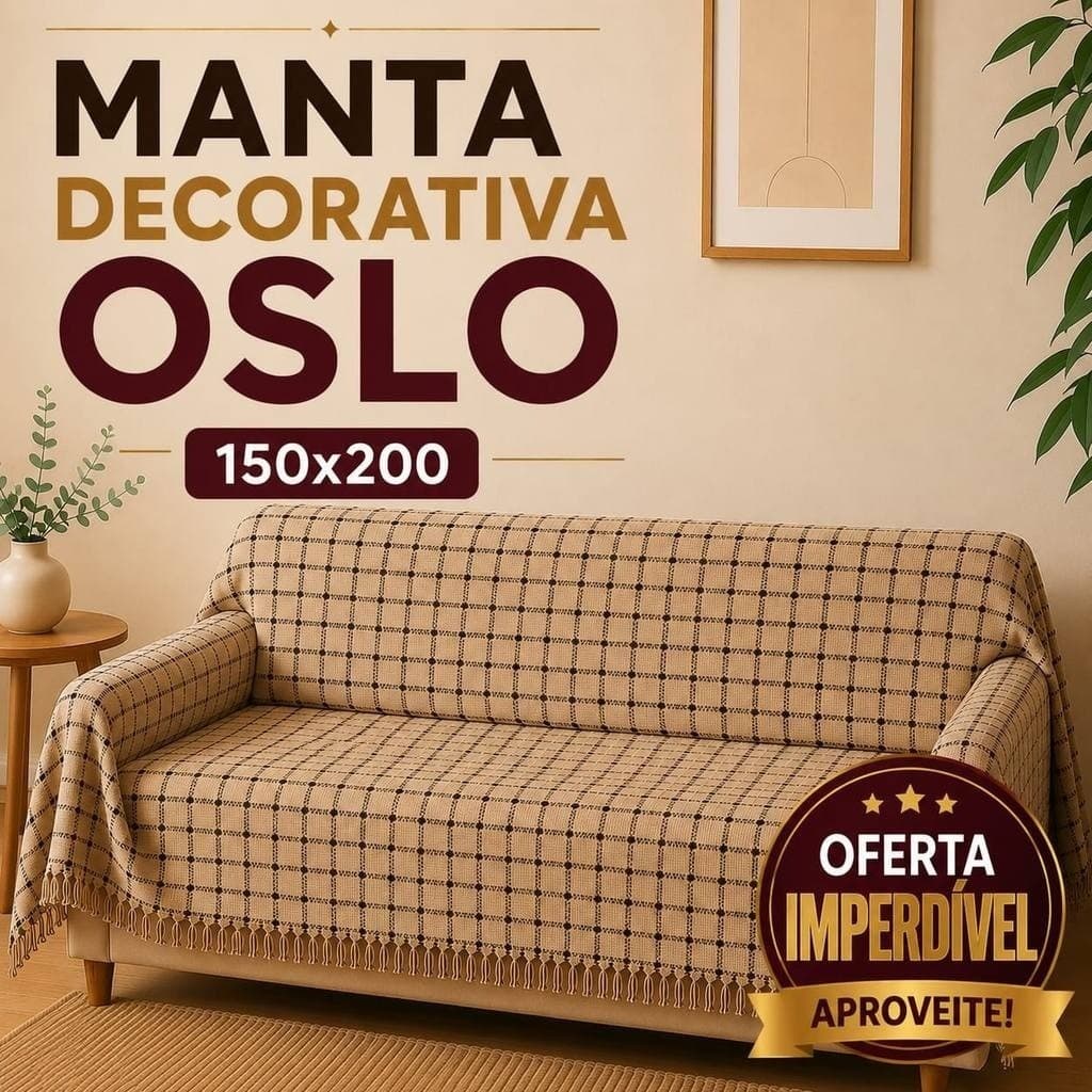 Manta Oslo Quadriculada 2,00m × 1,50m Gigante Sofá e Cama | Decorativa Disponível promoção