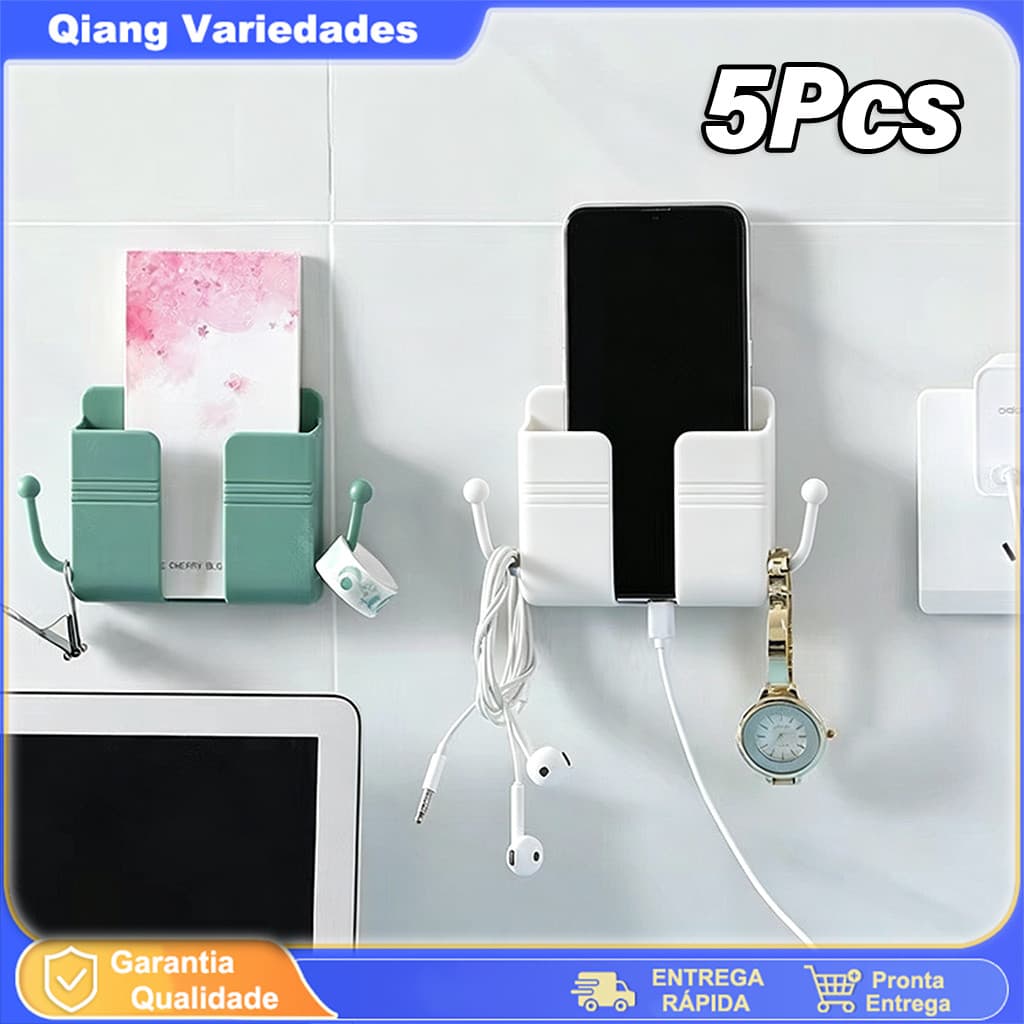 Kit 5 Suporte Celular De Parede Multiuso Controle Plástico