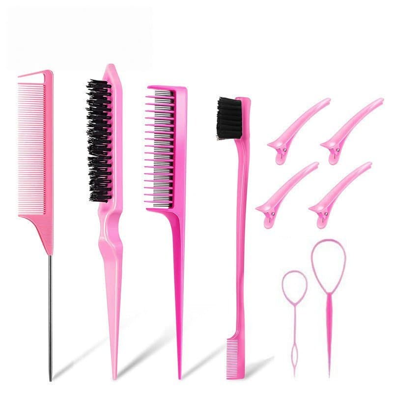 Kit Pente De 10 Peças Com Ferramenta De Trança E Clipe De Bico De Pato Estilo/Escova De Cabelo