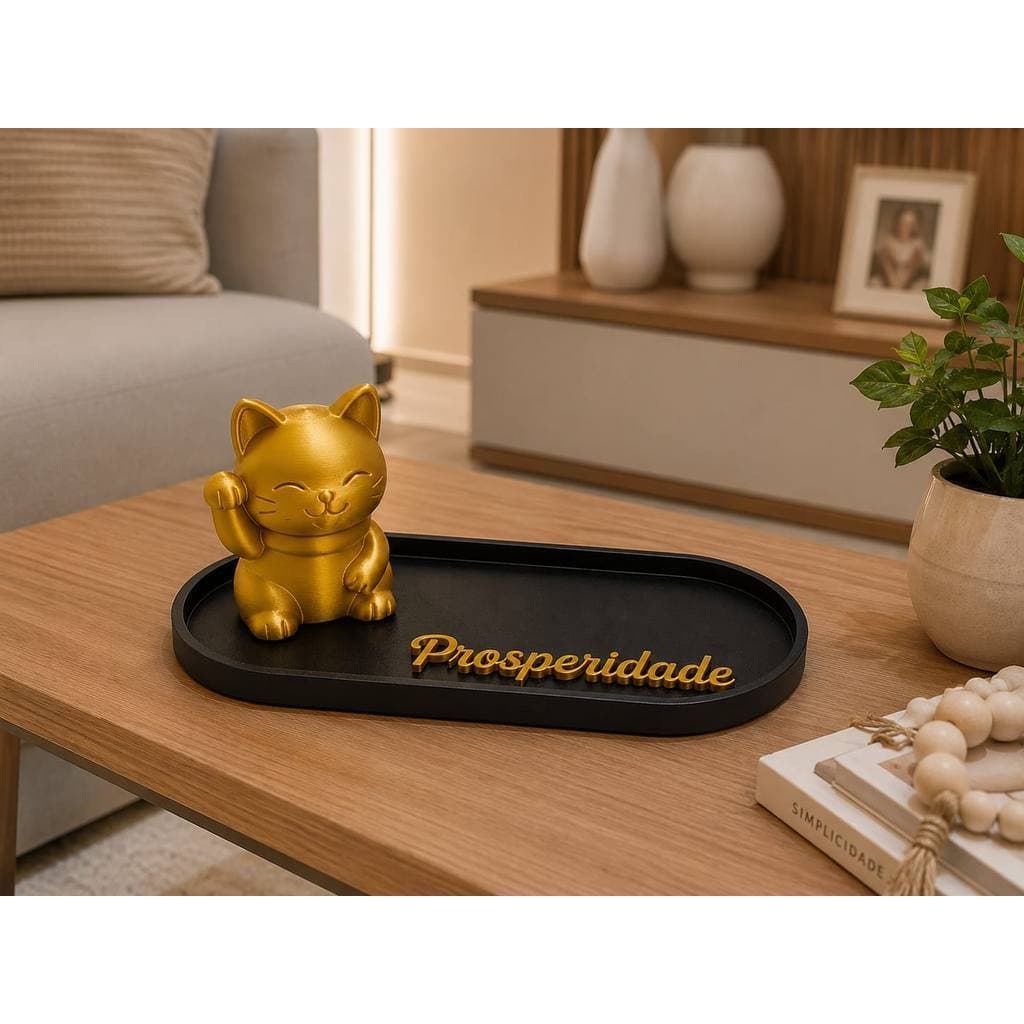 Maneki Neko Bandeja Multiuso Gato da Sorte Prosperidade