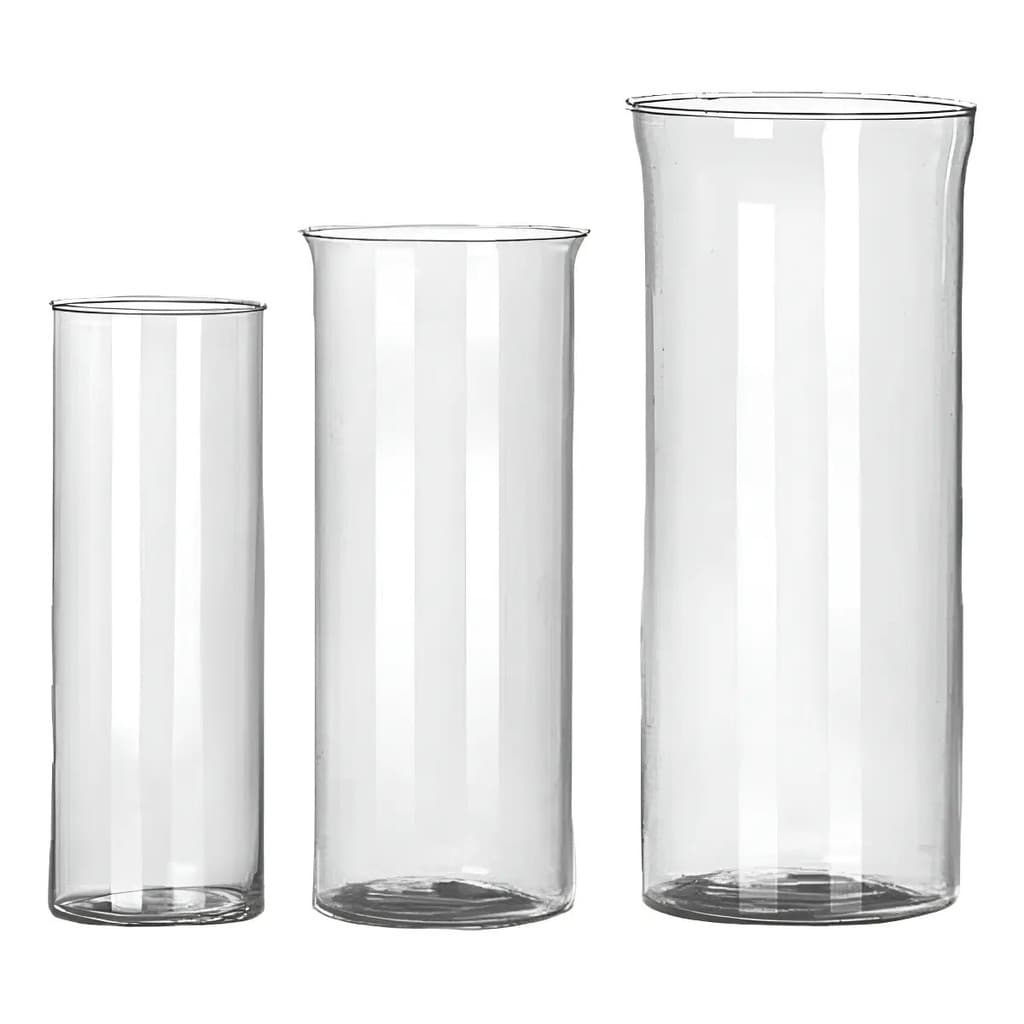 01 KIt Trio Vaso tubo vidro vela decorativo cilindrico arranjo cor transparente liso