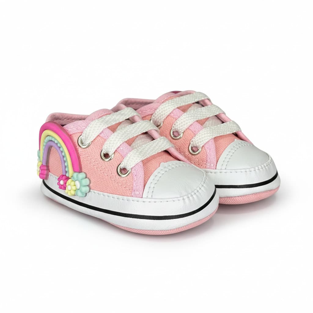 Tênis de bebê menina Starzinho Arco Íris e Estrelinha (Jeans)