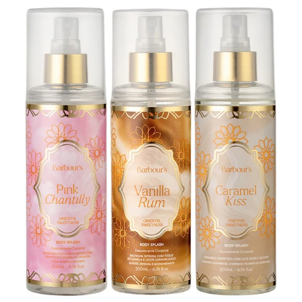 Body Splash Árabe Barbour's Beauty 200ml - Todas Fragrâncias: Vanilla Rum, Pink Chantilly, Caramelo