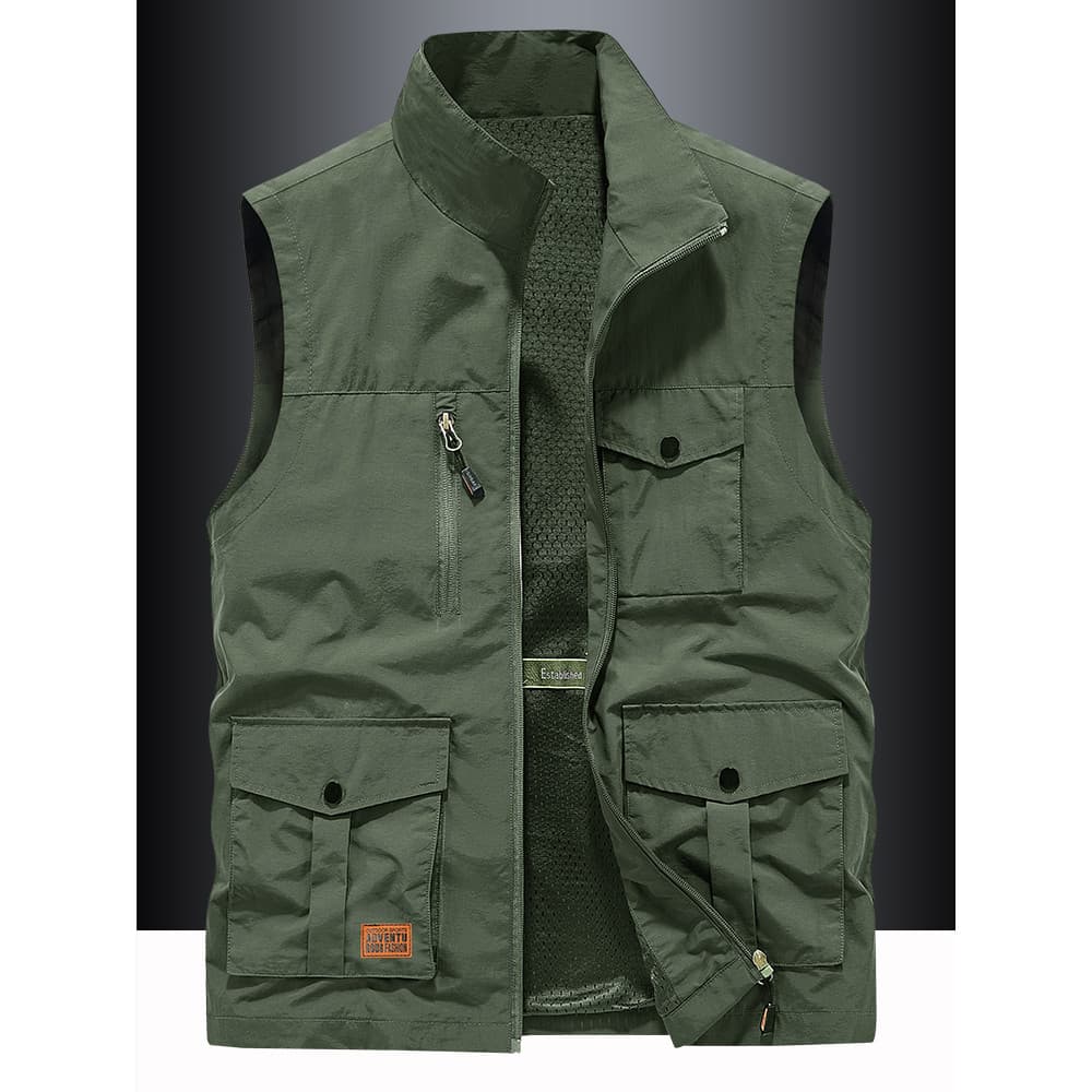 Colete masculino primavera outono Multi-bolso ferramentas pesca fotografia colete inverno ao ar livre lazer colete jaque