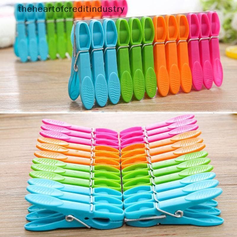 24 Pçs Estacas De Roupas Para Linha De Lavagem Forte Aperto Prendedor De Roupa De Plástico Macio Clipes De Lavanderia Em