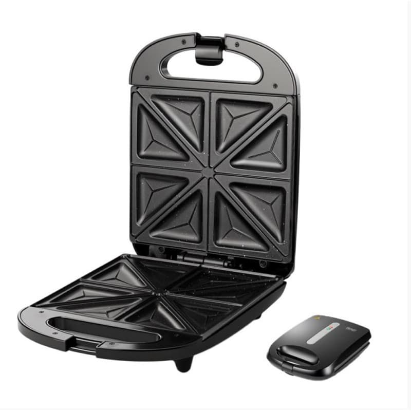 Sanduicheira Elétrica RAF 1000W Faz 4 Sanduíches Grill Misto Quente Antiaderente Lanche Preta 220V