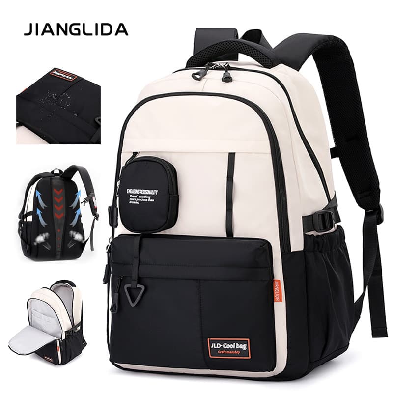 Estudantes do ensino médio mochila masculina viagem ao ar livre leve mochila impermeável Oxford pano computador mochila