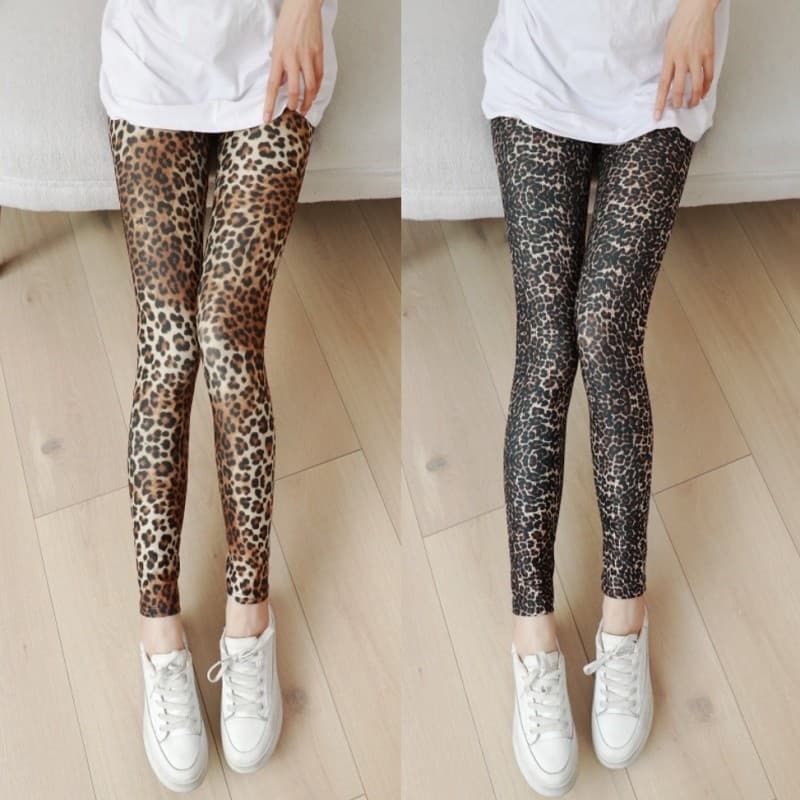2023 novo estilo verão fino impresso Leggings leopardo impressão Phoenix cauda tinta flor magro-ajuste mais magro olhar