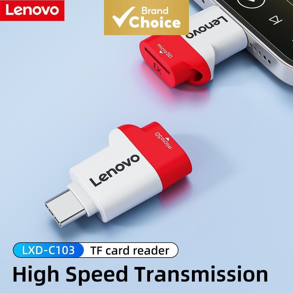 Lenovo Leitor de cartões USB 3.2 OTG Tipo C Micro SD para smartphones e laptops, plug and play