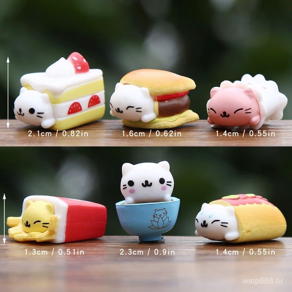 20256 peças/conjunto de modelos de gatos, com tema de comida e sobremesas, brinquedos de desenho animado de hambúrguer e