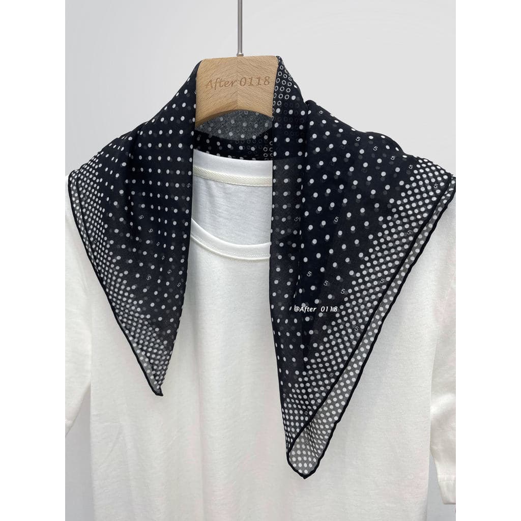 Depois [Não. 5 bolinhas] verão elegante All-Match moda bolinhas seda algodão seda amoreira lenço de seda pequeno lenço q