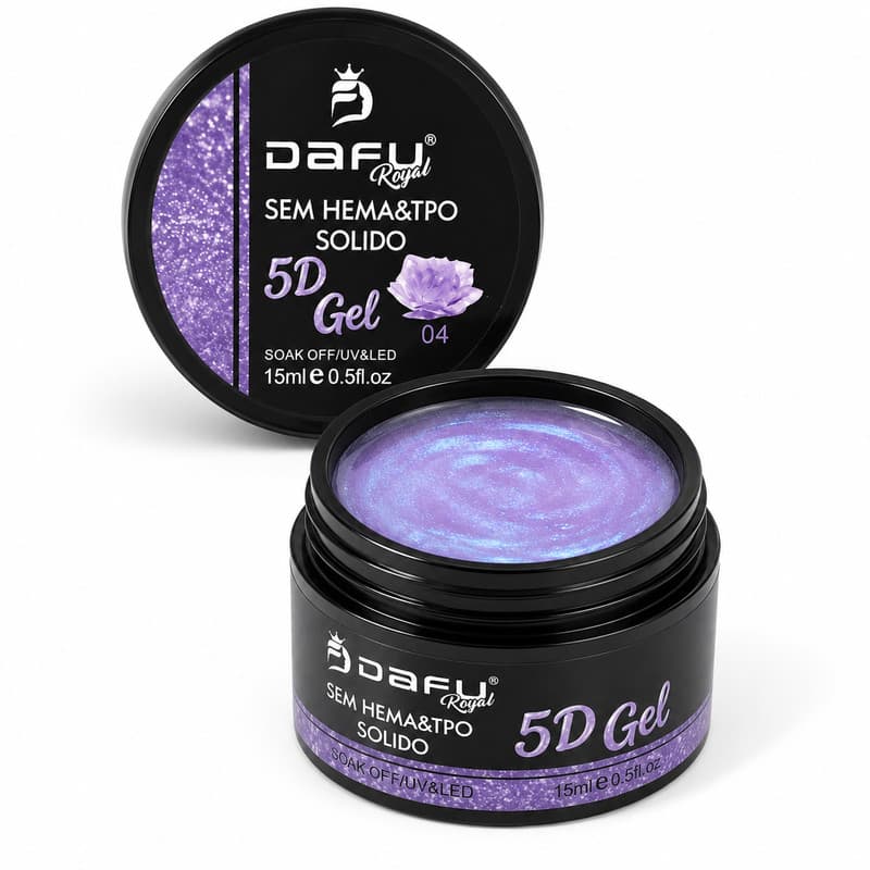 Gel Solido 5D Sem Hema Tpo Efeito Pó Cromado Royal Cor 04