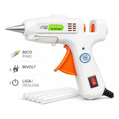 Pistola De Cola Quente + 5 Bastões Cb Atacado Laços E Tiaras Branco 127/220v