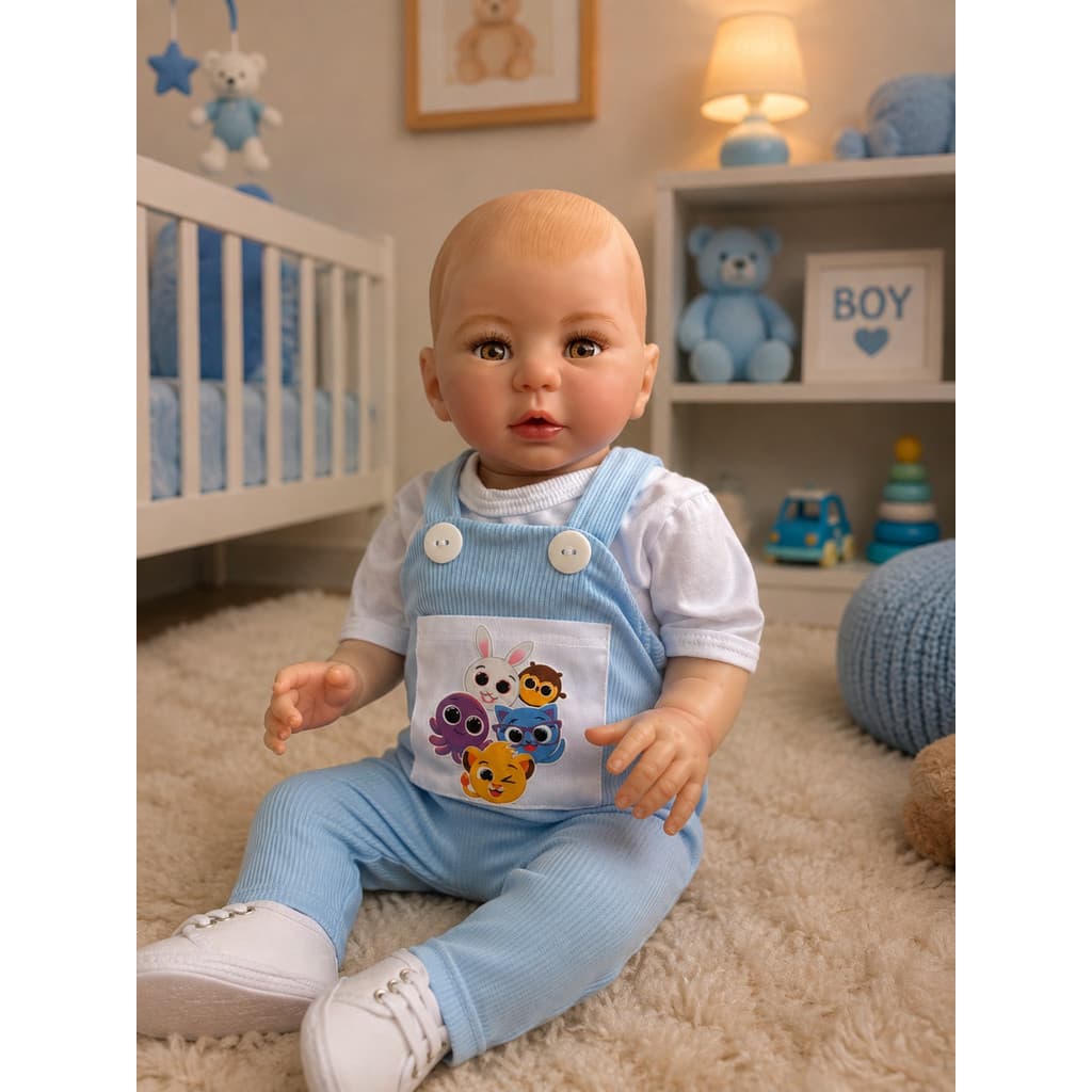 Boneco Bebê Reborn Léo Corpo de Silicone Realista 48cm