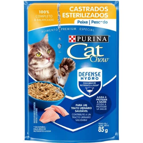 Ração Úmida Purina Cat Chow para Gatos Castrados sabor Peixe 85g