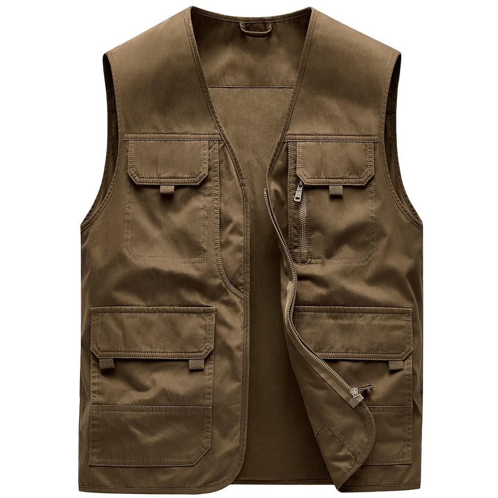 Colete de algodão puro masculino primavera outono pai de meia-idade roupas casuais colete masculino Multi-bolso ferramen