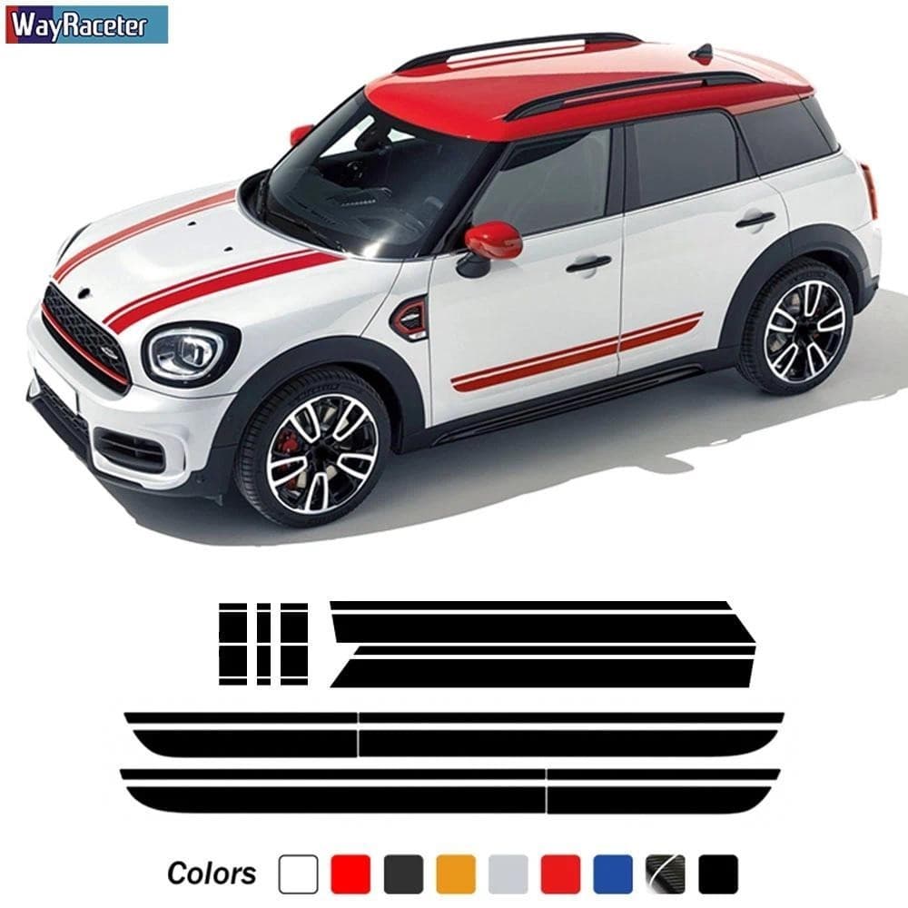 Adesivo De Listras Laterais Da Porta Do Carro , Capa Motor , Faixa Capô , Kit De Corpo Traseiro , Decalque Para MINI Cou