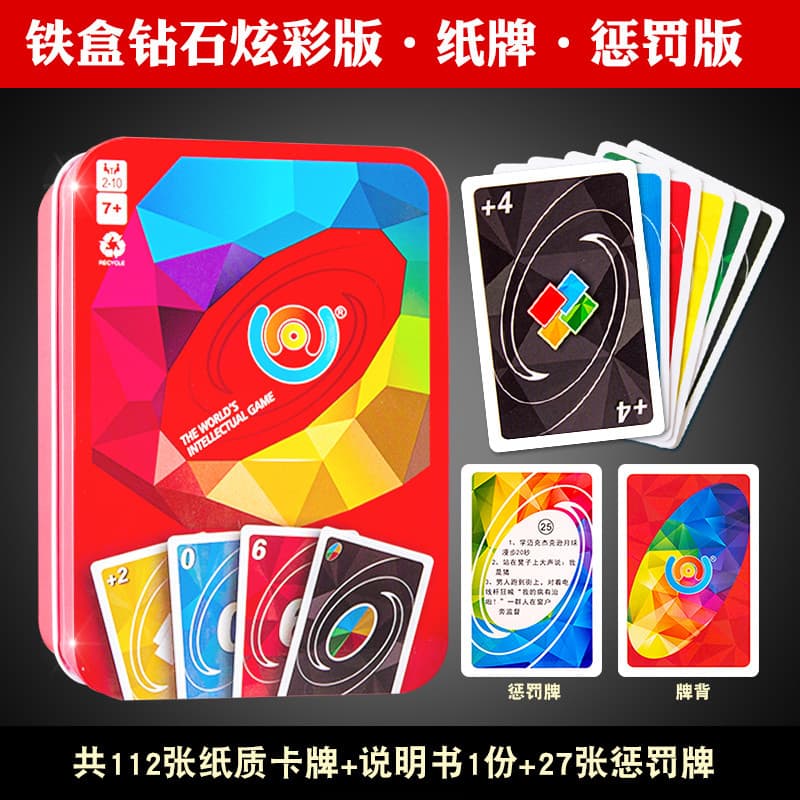Jogo de tabuleiro Uniu Uno Solitaire punição caixa de ferro PVC cartão de jogo Digital estudante lazer festa jogo de tab