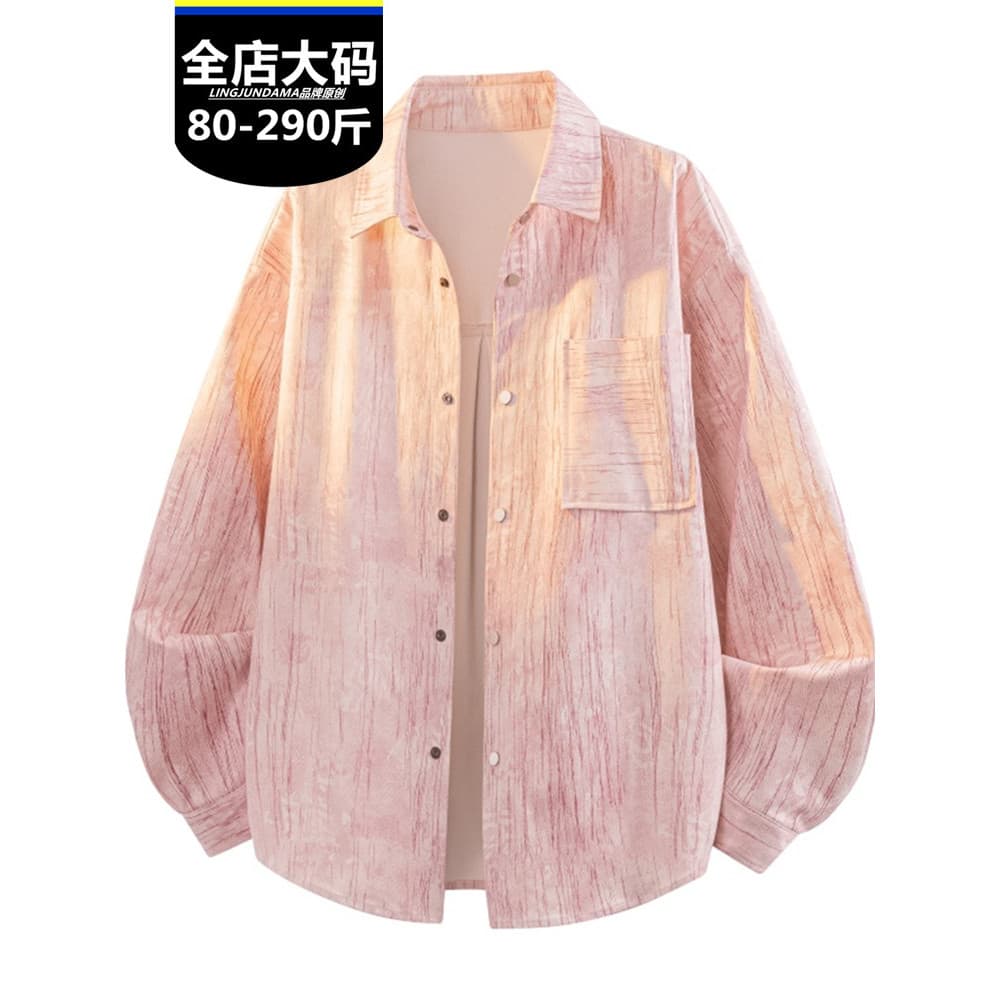 Além de gordura plus Size na moda gordura moda camisa de manga comprida solta mais magro olhar lapela jaqueta primavera
