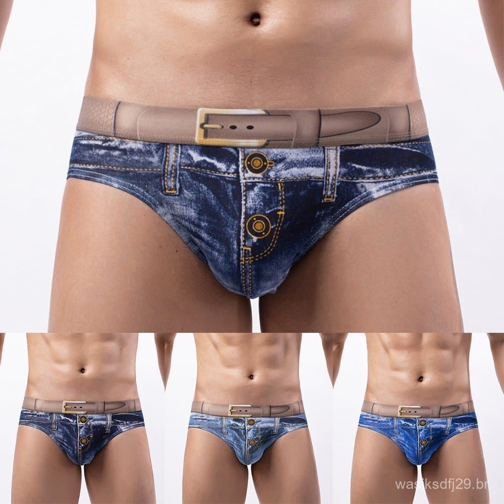 Roupa Íntima Masculina , Biquínis Com Estampa 3D , Shorts Jeans , Cuecas , Tanga