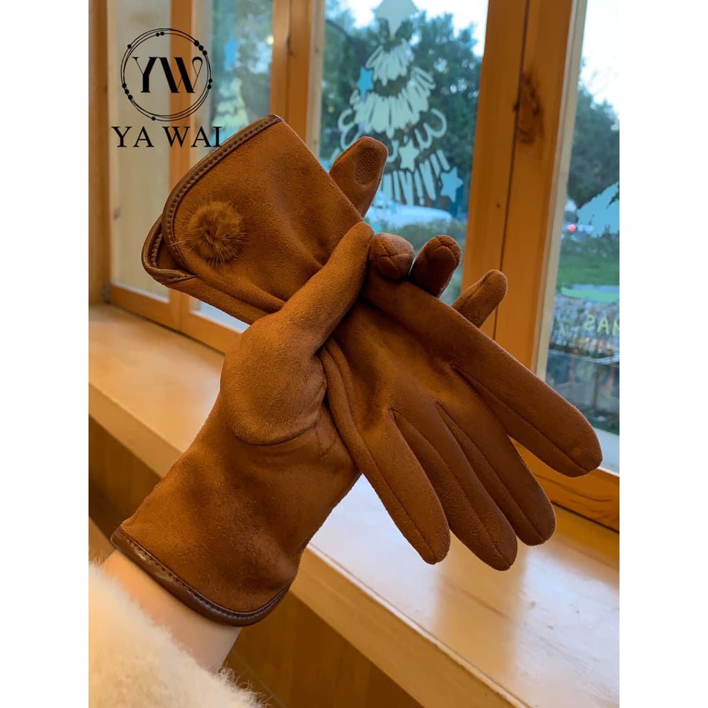 Luvas femininas inverno 2025 novo estilo forro de lã veículo elétrico equitação à prova de vento quente alemão veludo fi