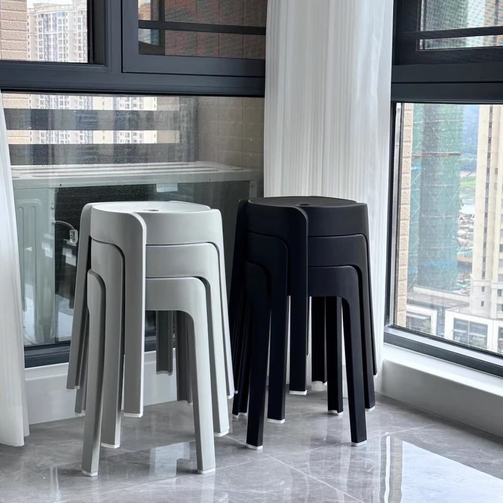 Banqueta de plástico grossa doméstica empilhável empilhável mesa de jantar banco sedentário confortável cadeira moinho d