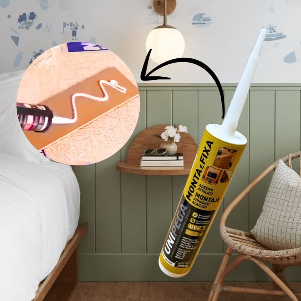 Silicone Cola Fixa Tudo Branco 280ml Para MDF Shiplap Boiserie Cabeceira Madeira Vidro Metal e Cerâmica