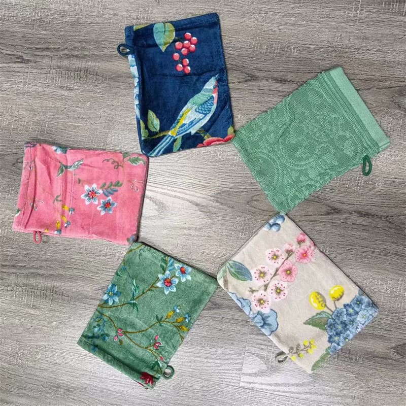 Comércio exterior puro algodão Wansi impresso toalha de banho prato luvas de isolamento térmico pendurado mãos absorver