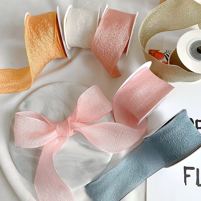 Fita de Chiffon plissada buquê fita de renda diy Material artesanal acessórios para cabelo fita de laço fita de casament