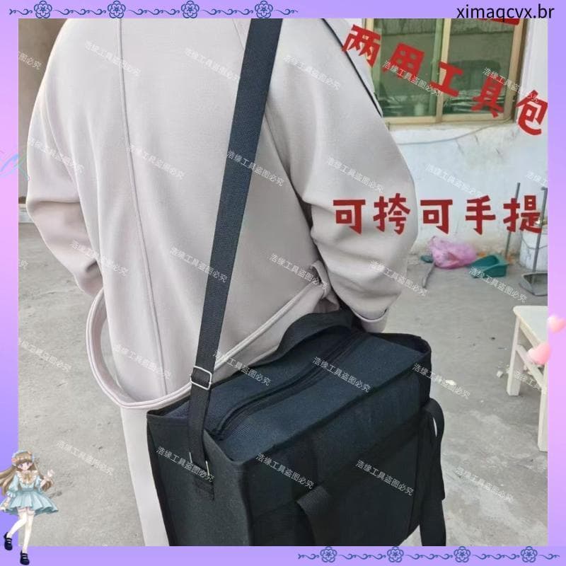 Novo produto bolsa de lona de ombro cruzado, bolsa de ferramentas com zíper, ferramenta de lona, armazenamento portátil,