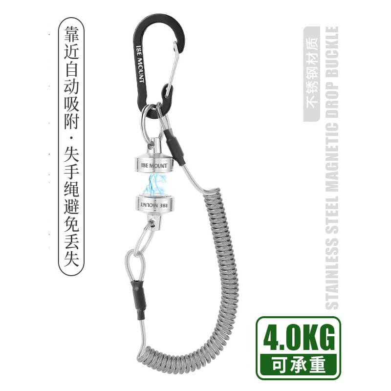 Corda magnética de aço inoxidável para uso externo, corda retrátil, fivela magnética de suspensão, mosquetão de Metal, c
