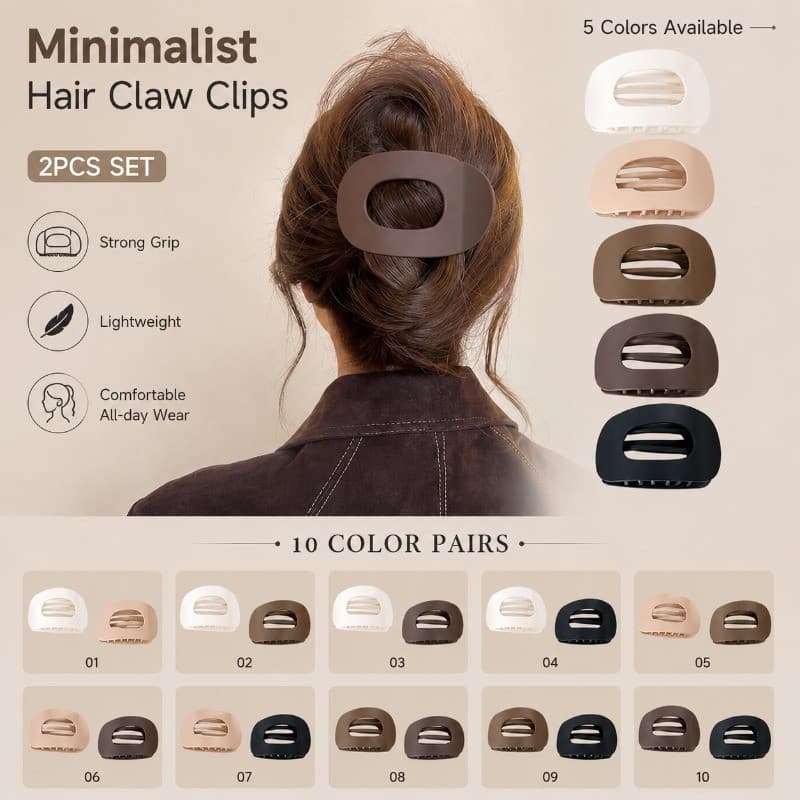 2 Pçs Minimalista Garra De Cabelo Clipe Coreano Fosco Forte Segurar Grande Grampo Estilo Diário