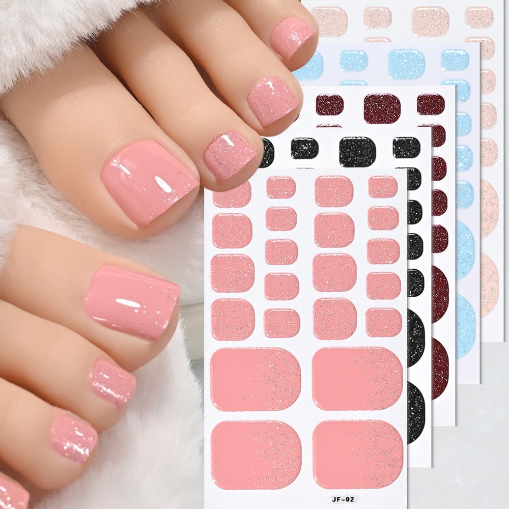 22 dedos cor sólida Glitter Toe adesivos japonês coreano unhas adesivos à prova dwaterproof água unhas adesivos Manicure