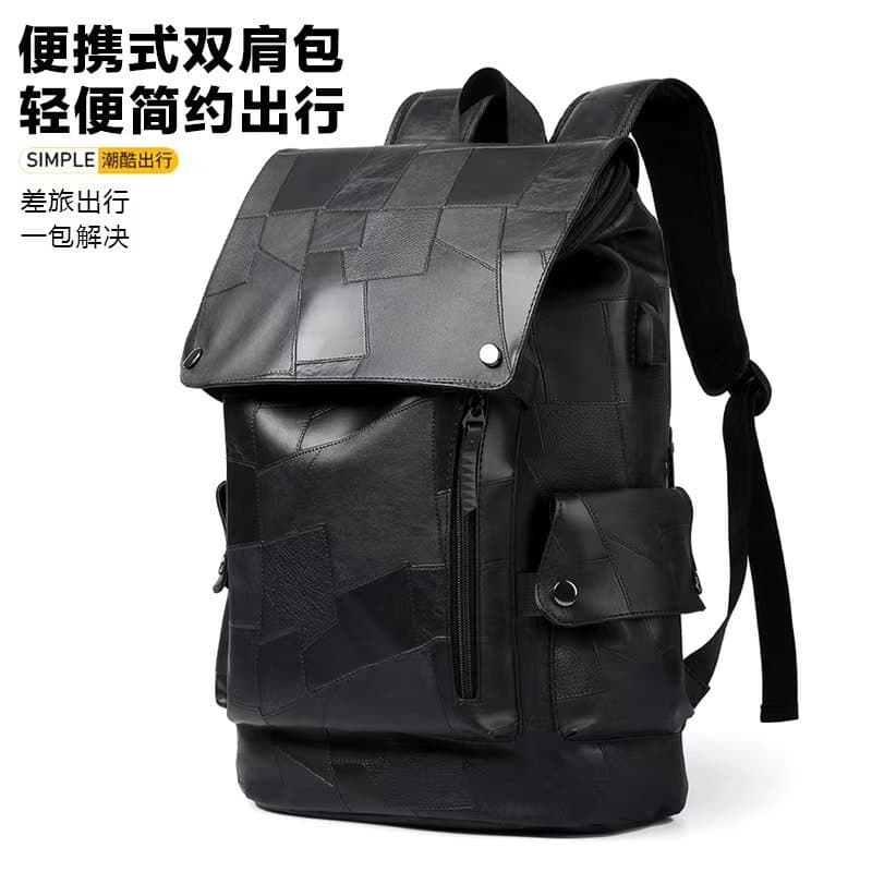 Mochila masculina bolsa de couro moda na moda bolsa masculina mochila estudantes do ensino médio saco escolar lazer viag