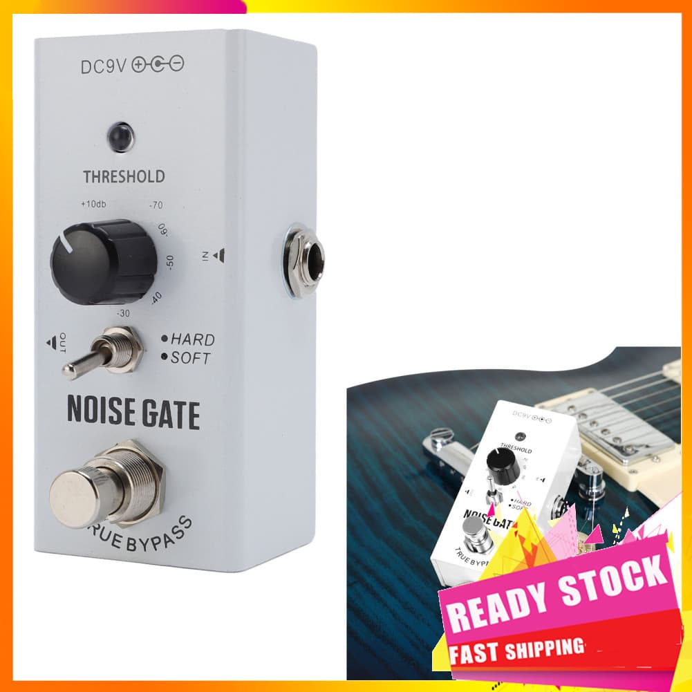 Gfgfgfgg Pedal de efeito de redução de ruído, guitarra para som puro, 2 modos, concha de liga de alumínio, true bypass