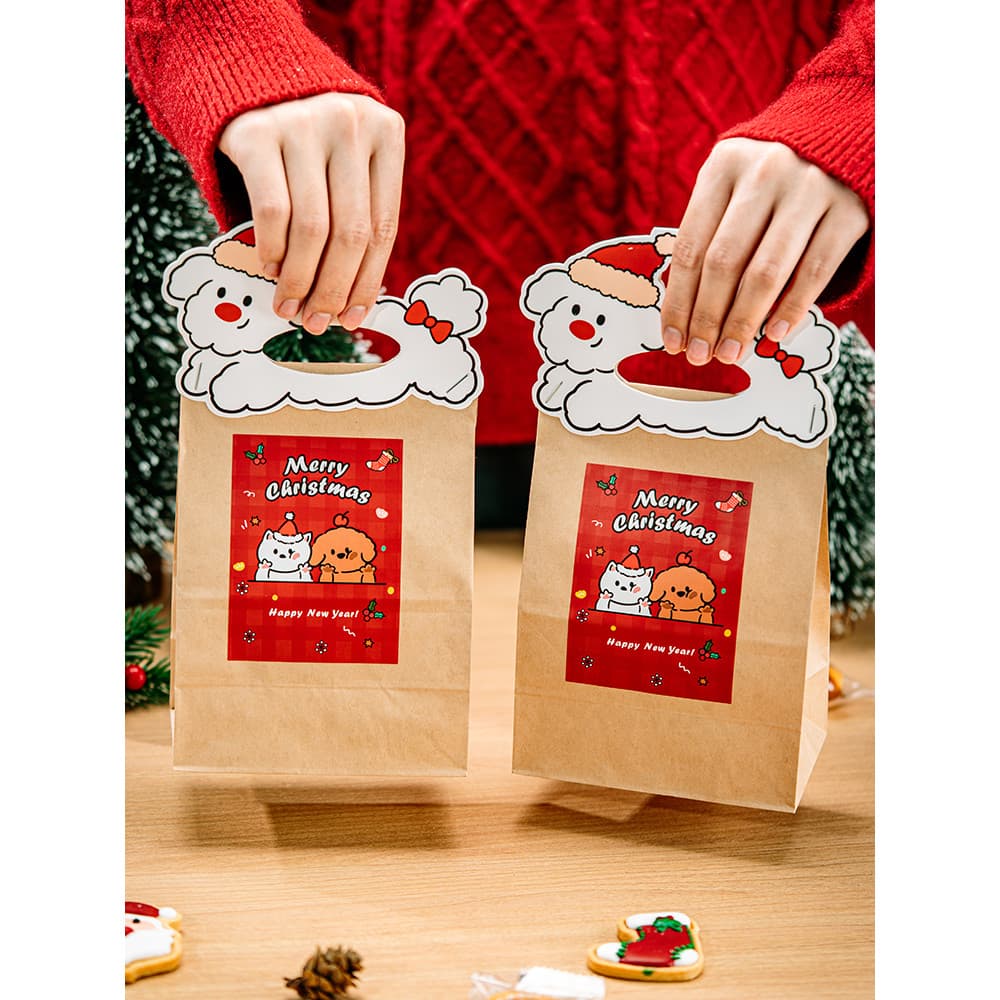 Saco de presente portátil de natal saco de papel de embrulho saco de presente de papel Kraft saco de presente de lembran