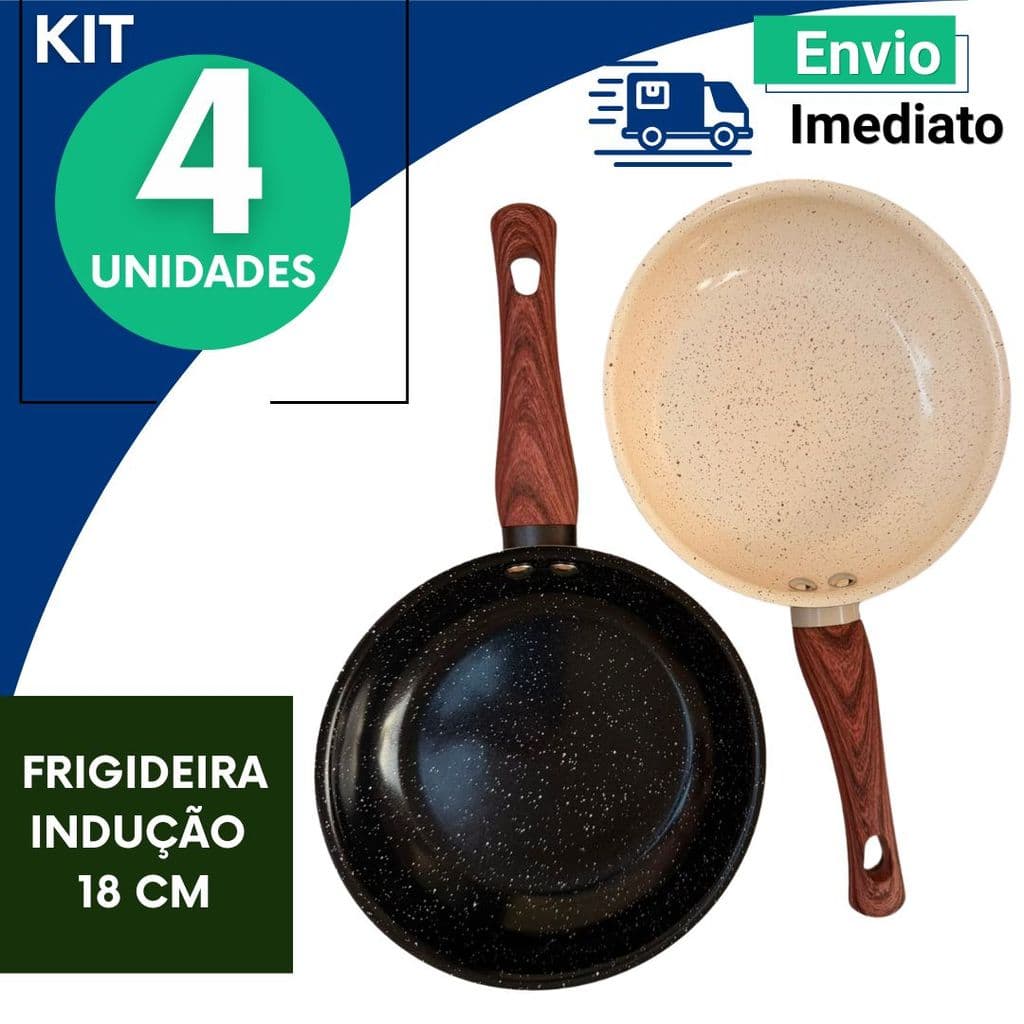 Frigideira 18cm Cerâmica Antiaderente Indução Cabo Antitérmico Fogão Gás Elétrico  4,3, 2 Un ou 1 Un Multiuso