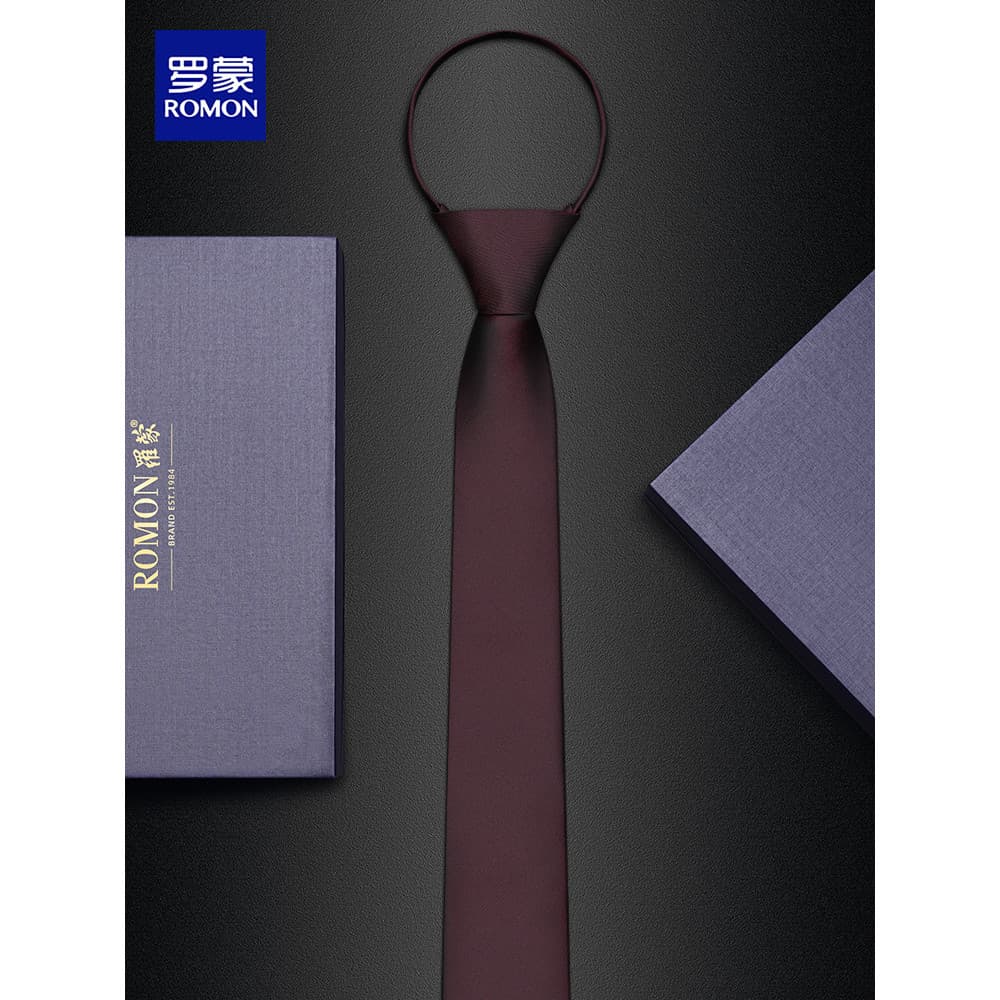 Lomon Gravata Borgonha Masculina Casamento Noivo Versão Coreana Zíper Roupa Formal Estreita Preguiçosa Gravata Sem Nó