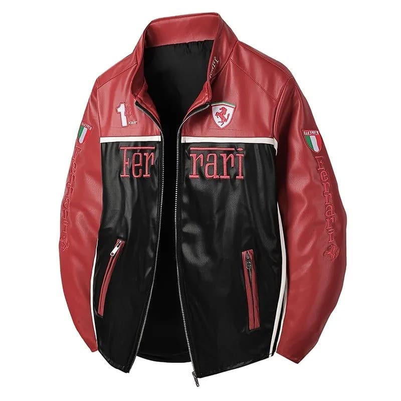 Jaqueta de couro retrô americana para motociclistas, uniforme de beisebol, primavera/outono, jaqueta bomber vermelha de
