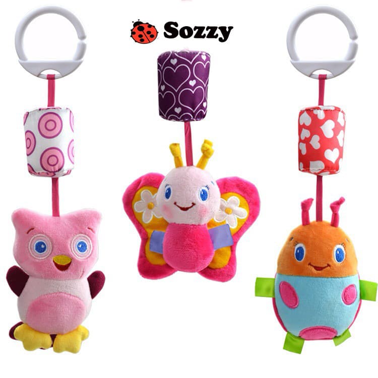 Sozzy recém-nascido dos desenhos animados Animal carrinho berço sino pingente de carro bebê vento carrilhão brinquedo de