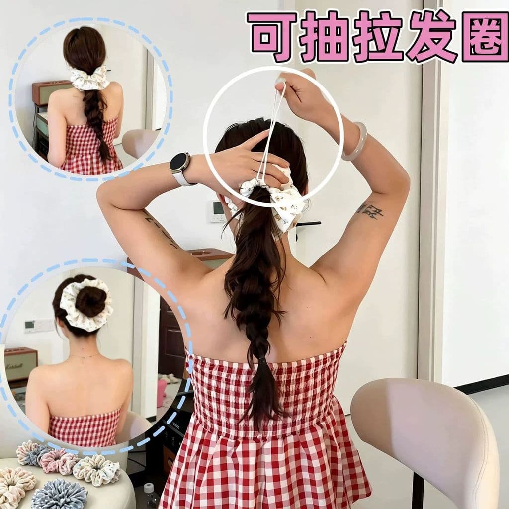 [Tie apertado] novos produtos podem puxar laço de cabelo laço de cabelo alça ajustável corda retrátil intestino grande l
