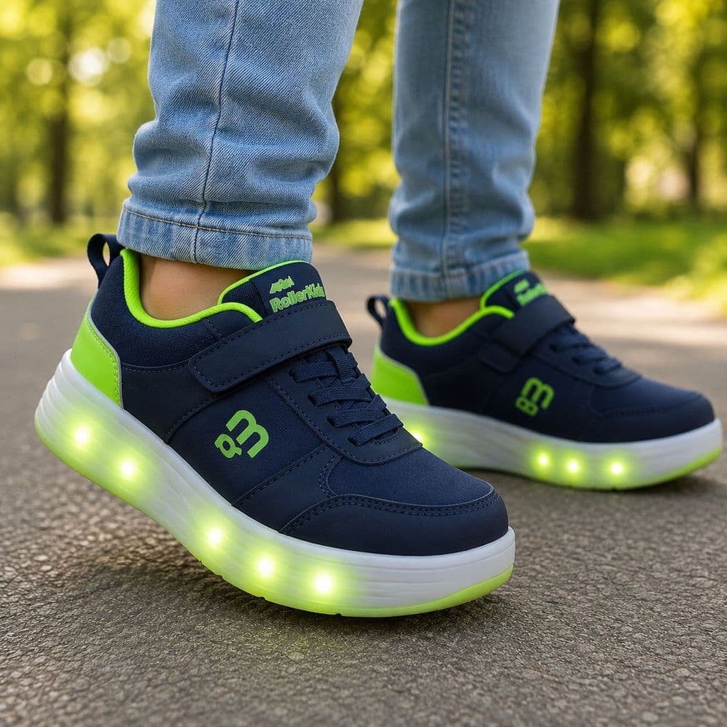 TÊNIS INFANTIL COM LED E 4 RODINHAS REMOVÍVEIS PATINS ROLLER