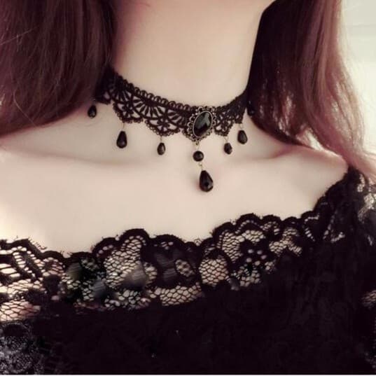 Acessórios feminino Neckband palácio gótico quente menina colar de renda gargantilha clavícula corrente colar Retro