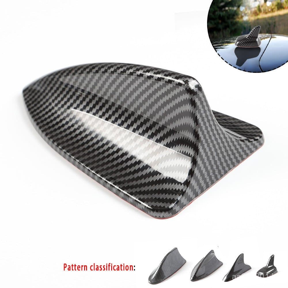 Modificação de antena de carro com padrão de fibra de carbono, antena de barbatana de tubarão para carro, adesivo decora