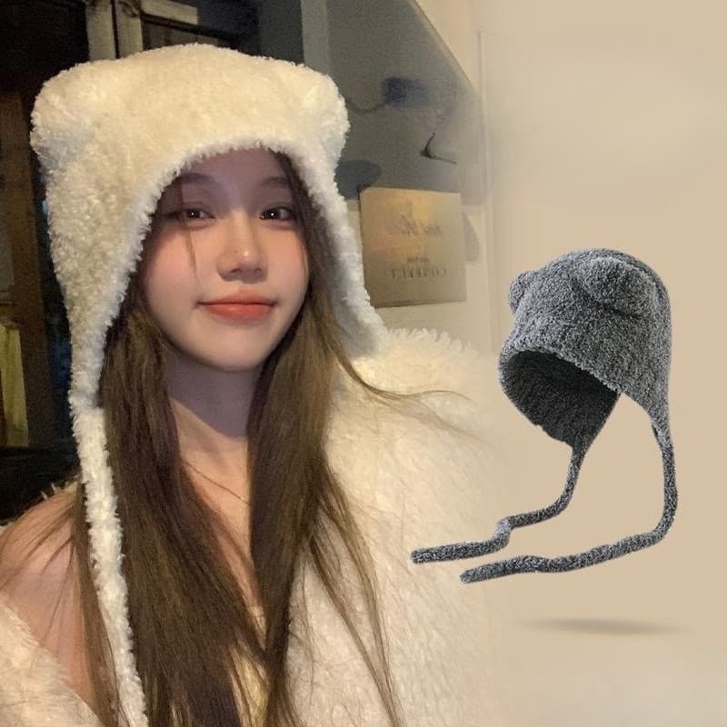 Lambhair Inverno Harajuku Y2k Gorros De Malha Chapéu Feminino Rendas Até Quente Grosso Hip Hop Solidéu Curto Unisex Boné