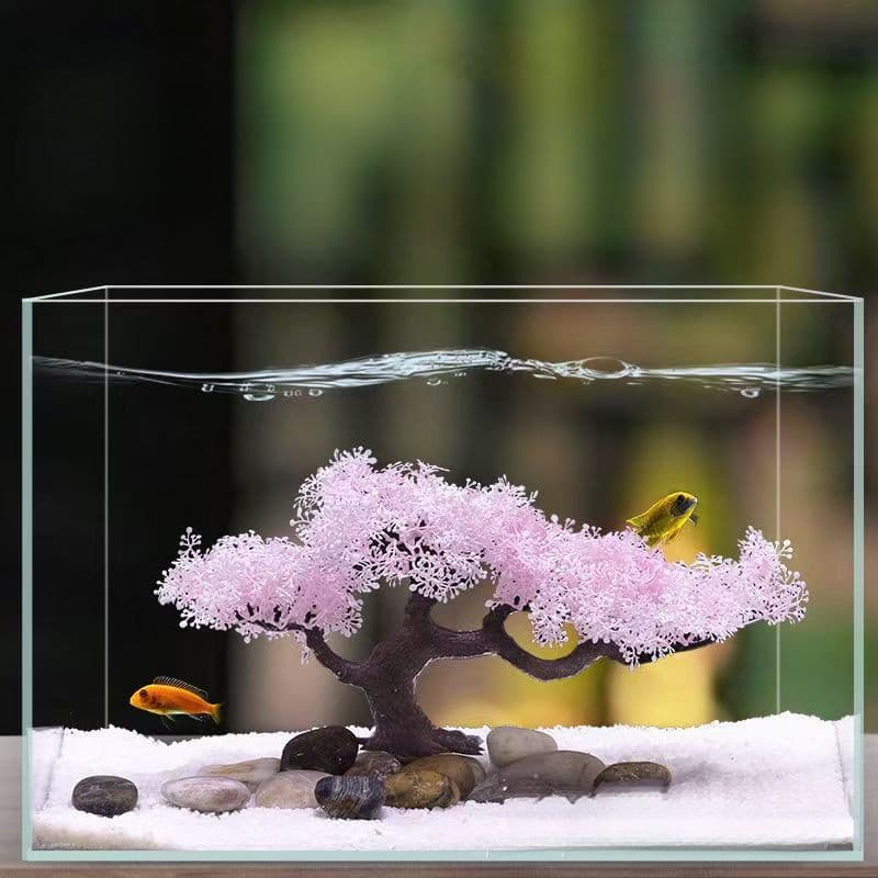 Decorações de paisagismo para tanque de peixes de aquário, decorações de aquário, simulação de floco de neve, Bonsai ros