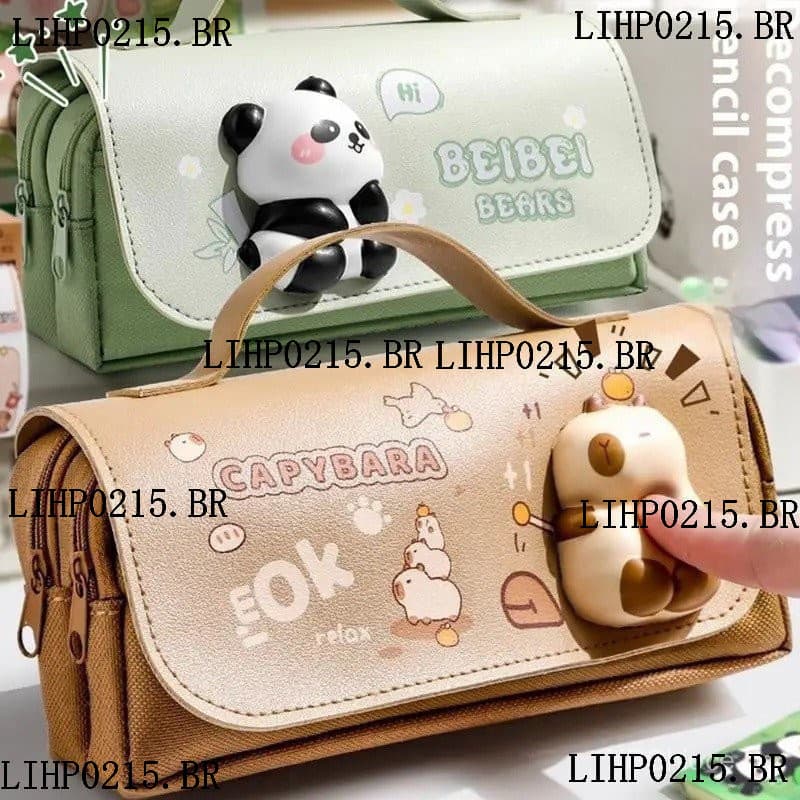 Capivara Estojo De Lápis De Três Camadas , Grande Capacidade , Caixa De Papelaria , Descompressão , Caneta ,