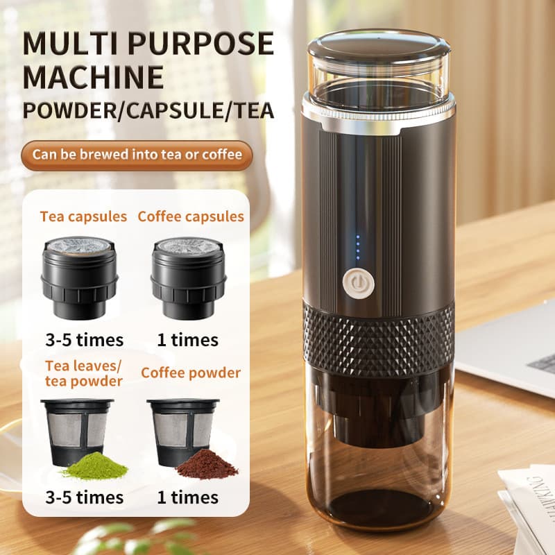 Cafeteira Portátil Sem Fio Elétrica Mini Máquina de Café Expresso Para Carro Camping Viagem Compatível com Cápsulas