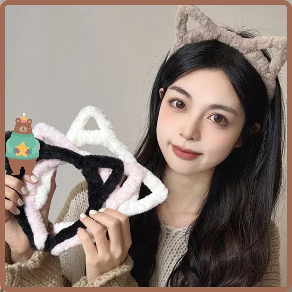 Faixa De Cabeça Com Orelha De Gato , Cabelo Portátil De Pelúcia De Desenho Animado , Fantasia De Argola Leve E Fof